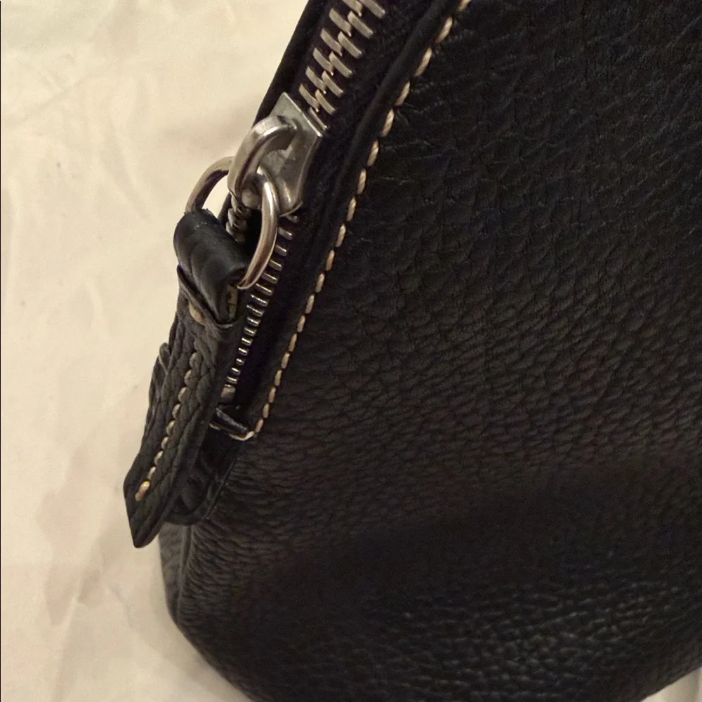 Dooney & Bourke Black Pebbled Leather Dome Satchel with Turquoise Charm - Picture 6 of 7